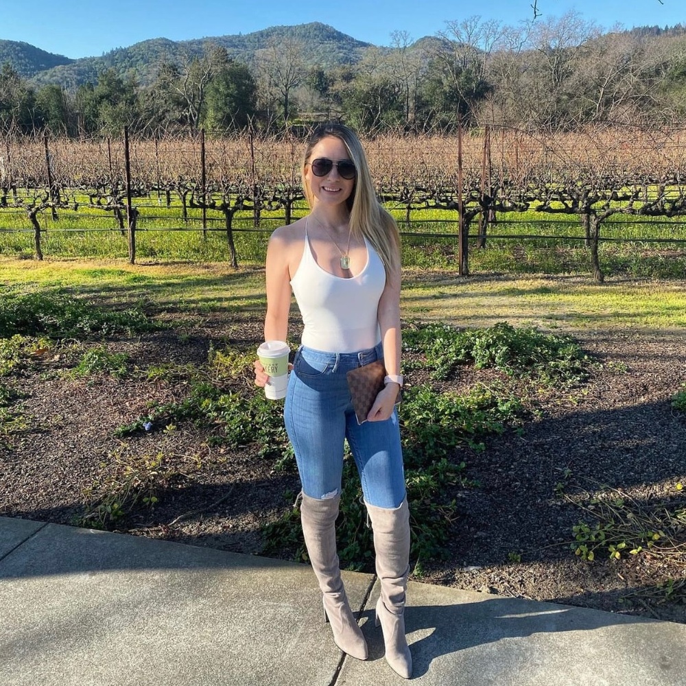 Stuart Weitzman Gray Suede Over The Knee Stretch Boot